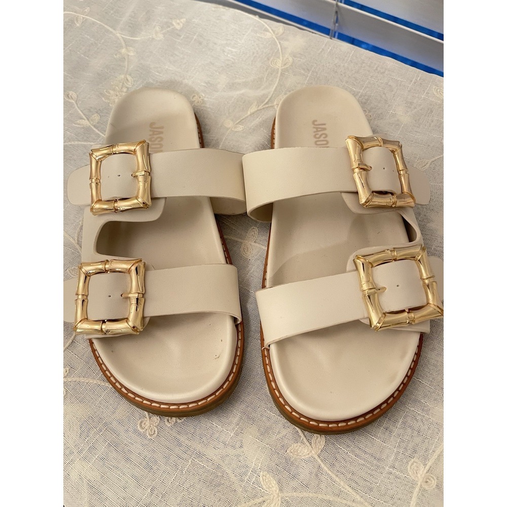 JASON WU Women's Marzan Buckle Cream/Gold Size 9.5 Sandals